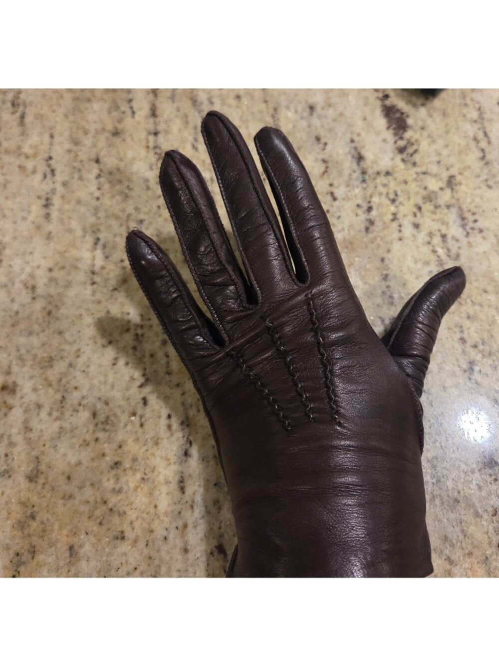 Vintage Womens Size S 6.5 Brown Soft Leather Silk Lined Formal Gloves Short Saks
